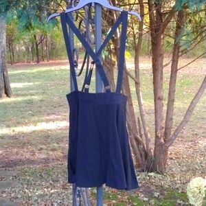Hot Topic Black Buckle Suspender Skirt with pockets. Size Large